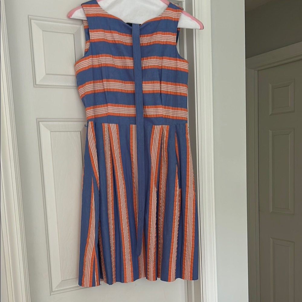 Striped Blue and Orange Sleeveless Dress